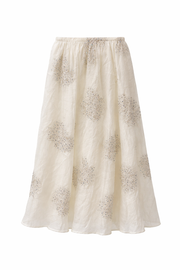 Taş İşlemeli Şifon Gömlek Etek Takım – Ekru