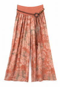 Çiçek Desenli Keten Pantolon 5142