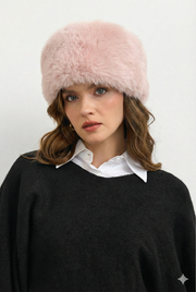 Kürk Dokulu Kışlık Şapka-Pudra