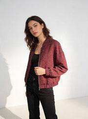Royal Night Taşlı Bomber Bordo