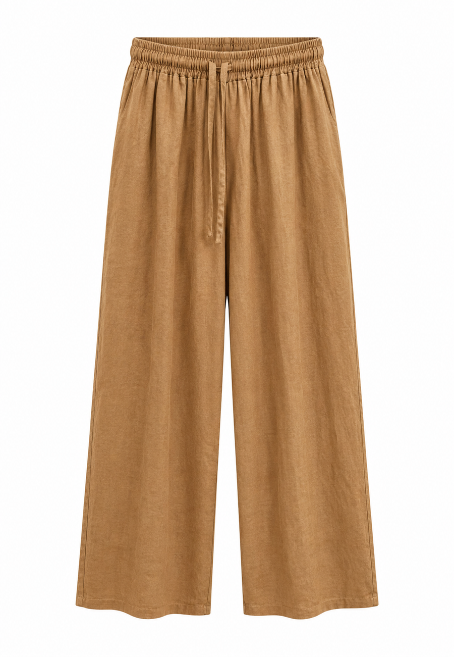 Ham Keten Bol Paça Pantolon Camel