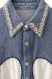 Yakası Taşlı Jean Elbise