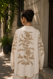 Sırt ve Kol İşlemeli Bohem Oversize Kimono-RS34011