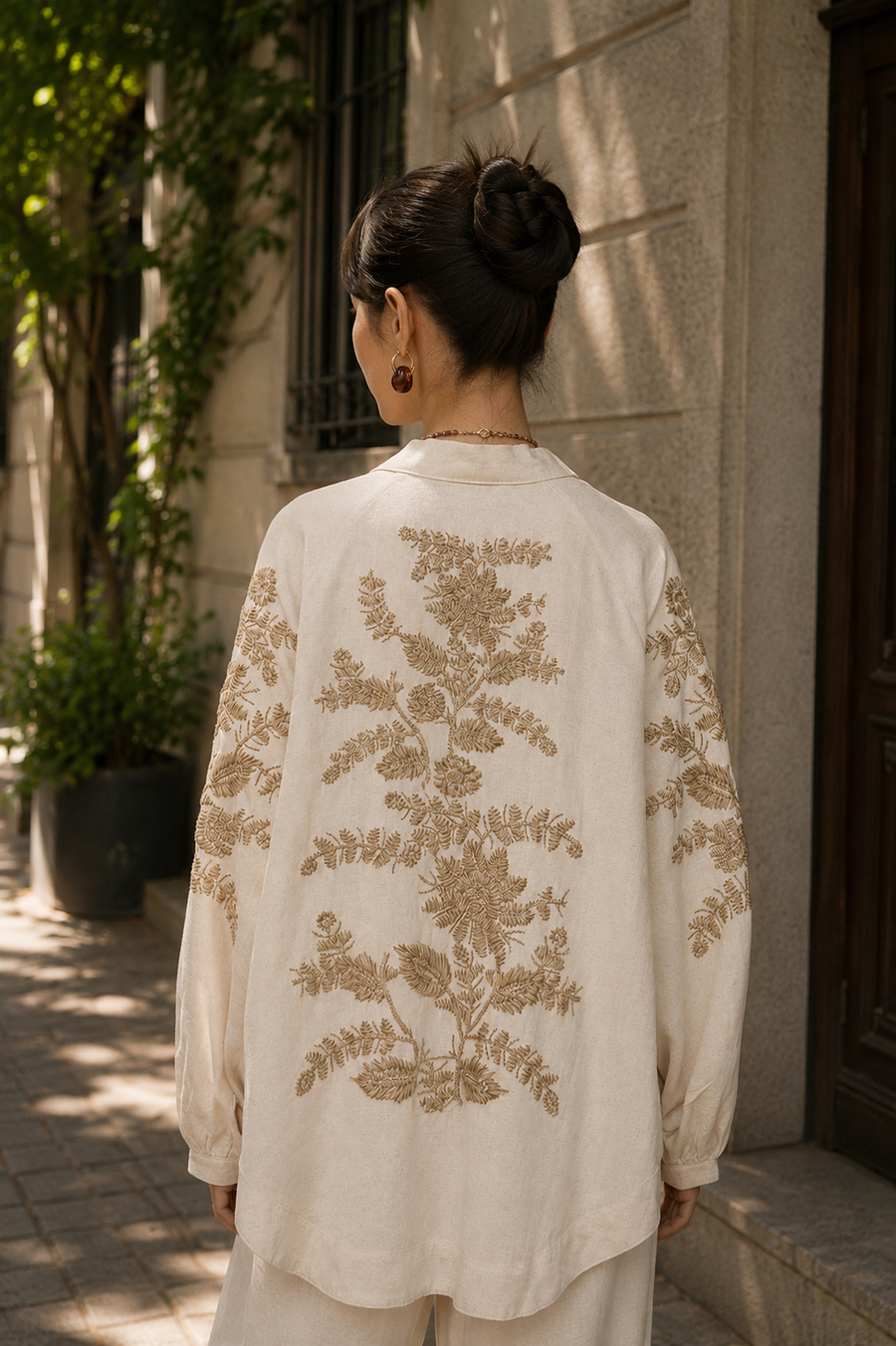 Sırt ve Kol İşlemeli Bohem Oversize Kimono-RS34011