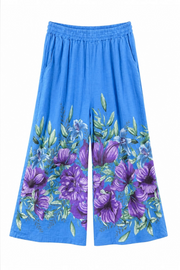 Çiçek Desenli Keten Pantolon 5142