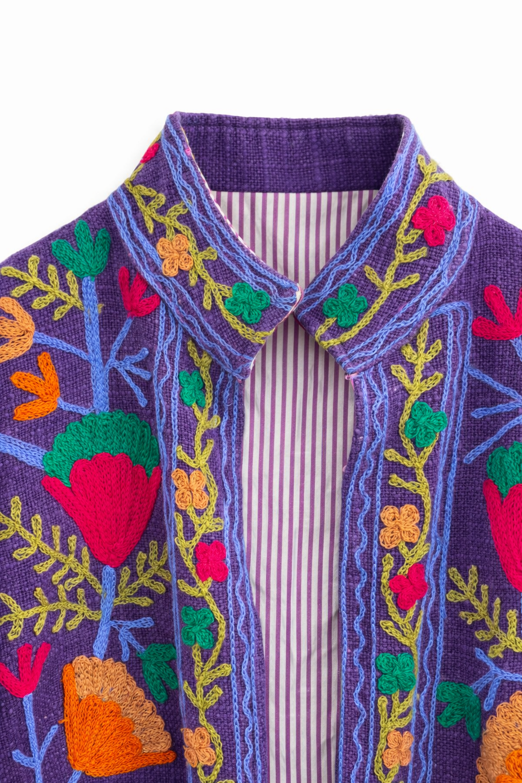 Nakış İşleme Tasarım Ceket Lila