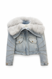 Kürk Detaylı Kot Ceket