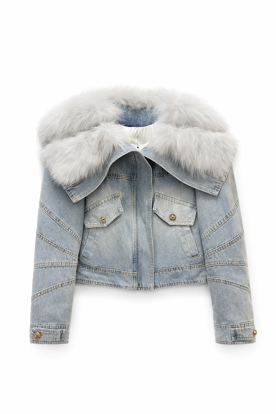 Kürk Detaylı Kot Ceket