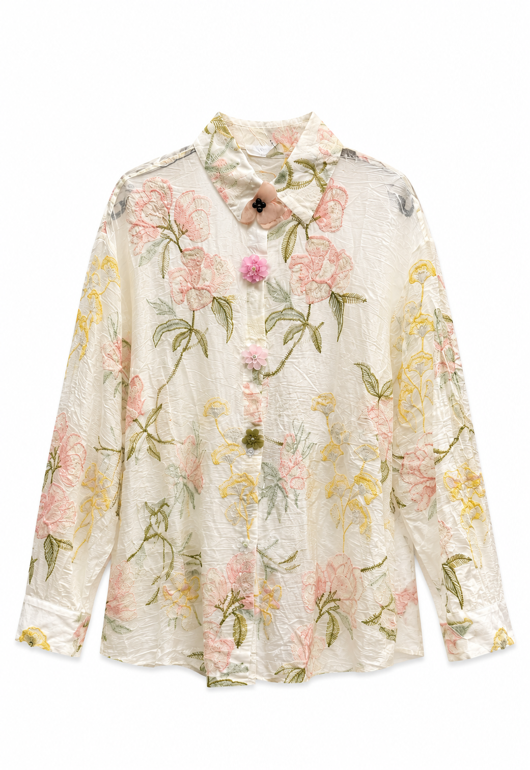Krem Çiçek Desenli  İkili Takım-RS26002
