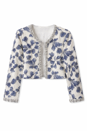 Mavi Rüya İşlemeli Crop Ceket