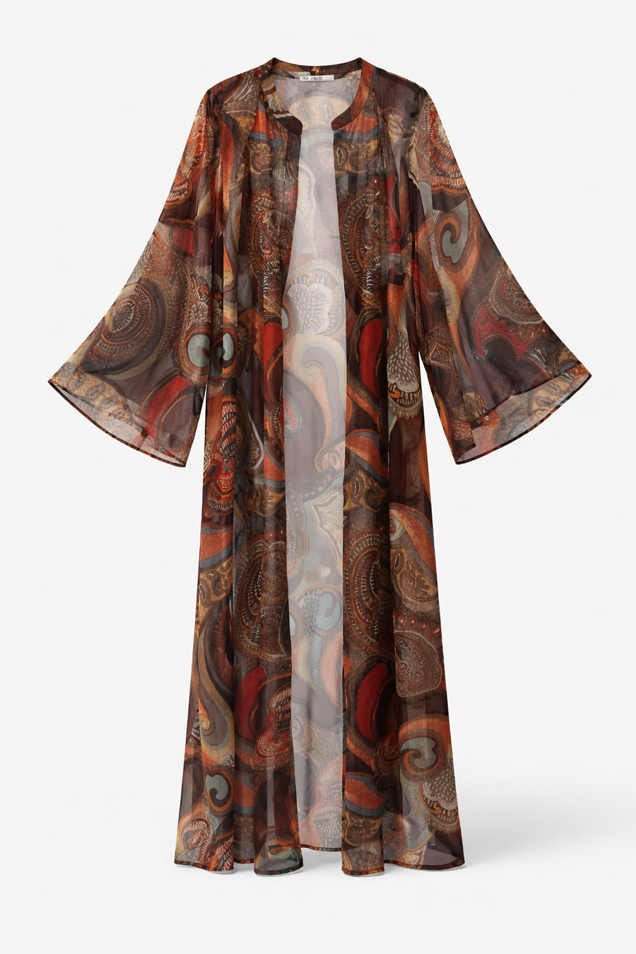 Bohem Paisley Uzun Kimono Kiremit
