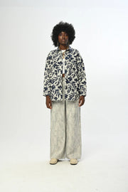 Lacivert Desenli Oversize Gömlek – 34098