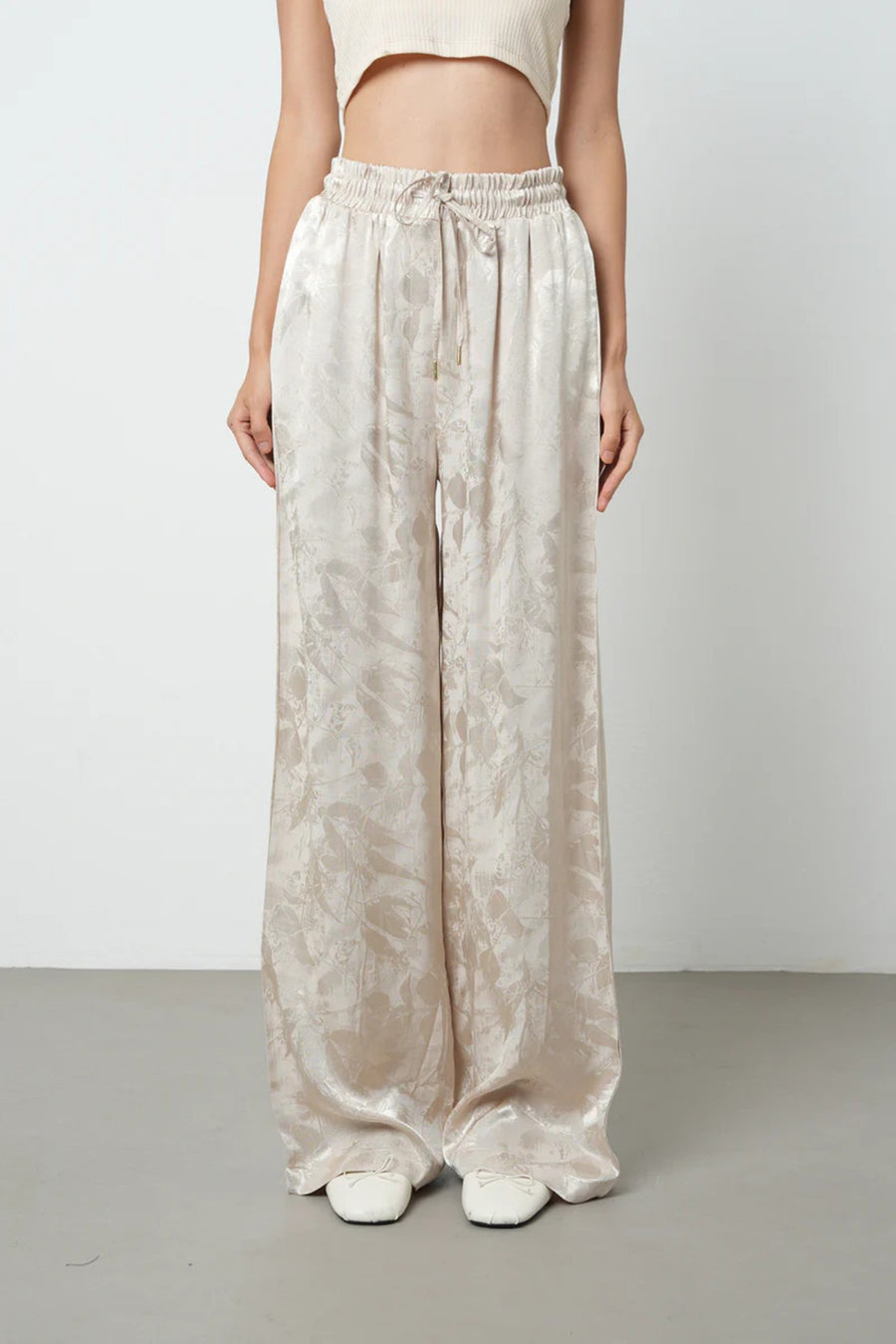 Ekru Renk Lastikli Bol Paça Kadın Pantolon - 45282