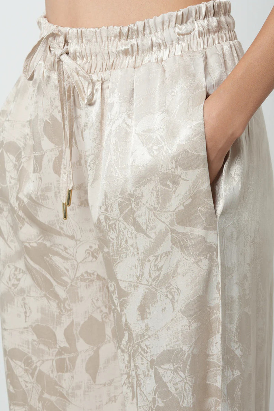 Ekru Renk Lastikli Bol Paça Kadın Pantolon - 45282