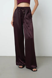 Rahat Kalıp Bol Paça Kadın Pantolon – 45248 Bordo