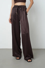 Rahat Kalıp Bol Paça Kadın Pantolon – 45248 Kahve