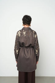 Nakışlı Boncuk İşlemeli Kahverengi Ceket – 38173