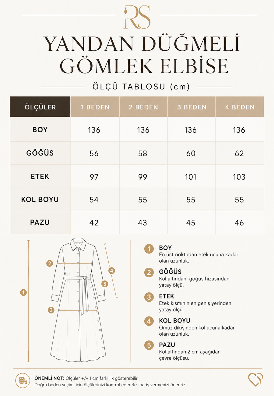 Yandan Düğmeli Pamuk Viskon Gömlek Elbise-RS4254