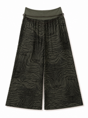 Zebra Esintili Bol Paça Pantolon Yeşil-RS265871