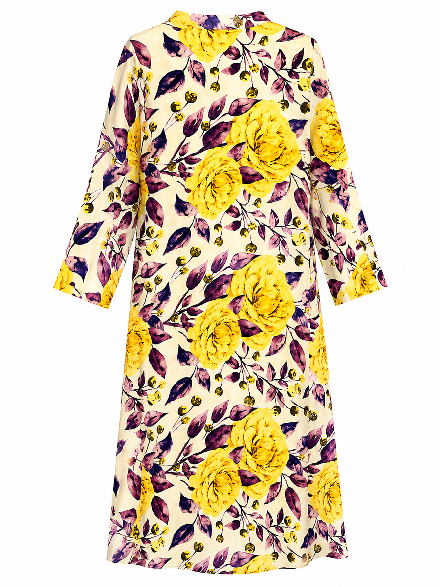 Lilyum Desenli Elbise - Hyl0362