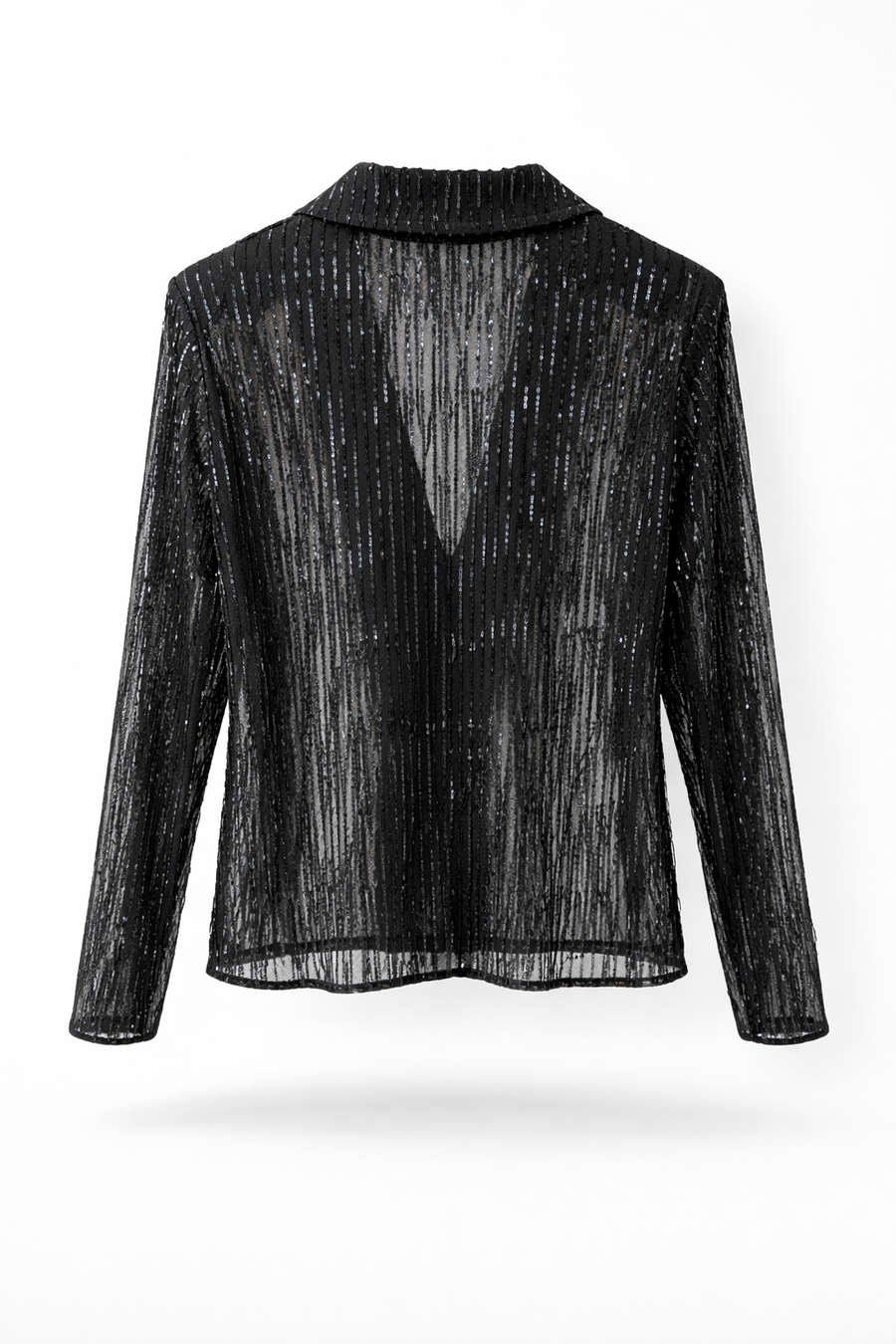 Siyah Işıltılı Transparan Gömlek