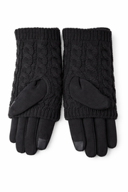 Örgü Manşetli Dokunmatik Siyah Kadın Eldiven