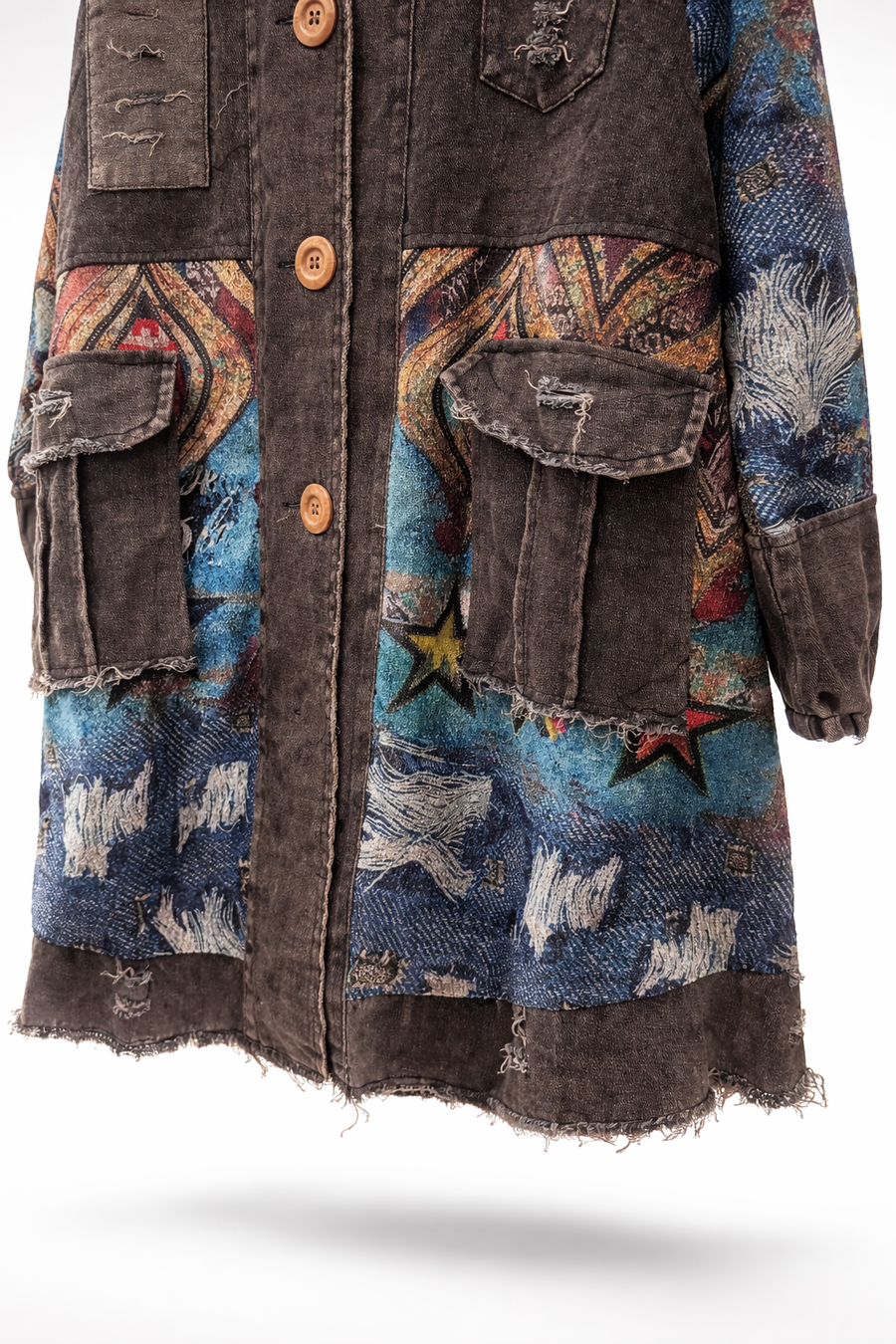 Garnili Eskitme Kot Ceket- Füme