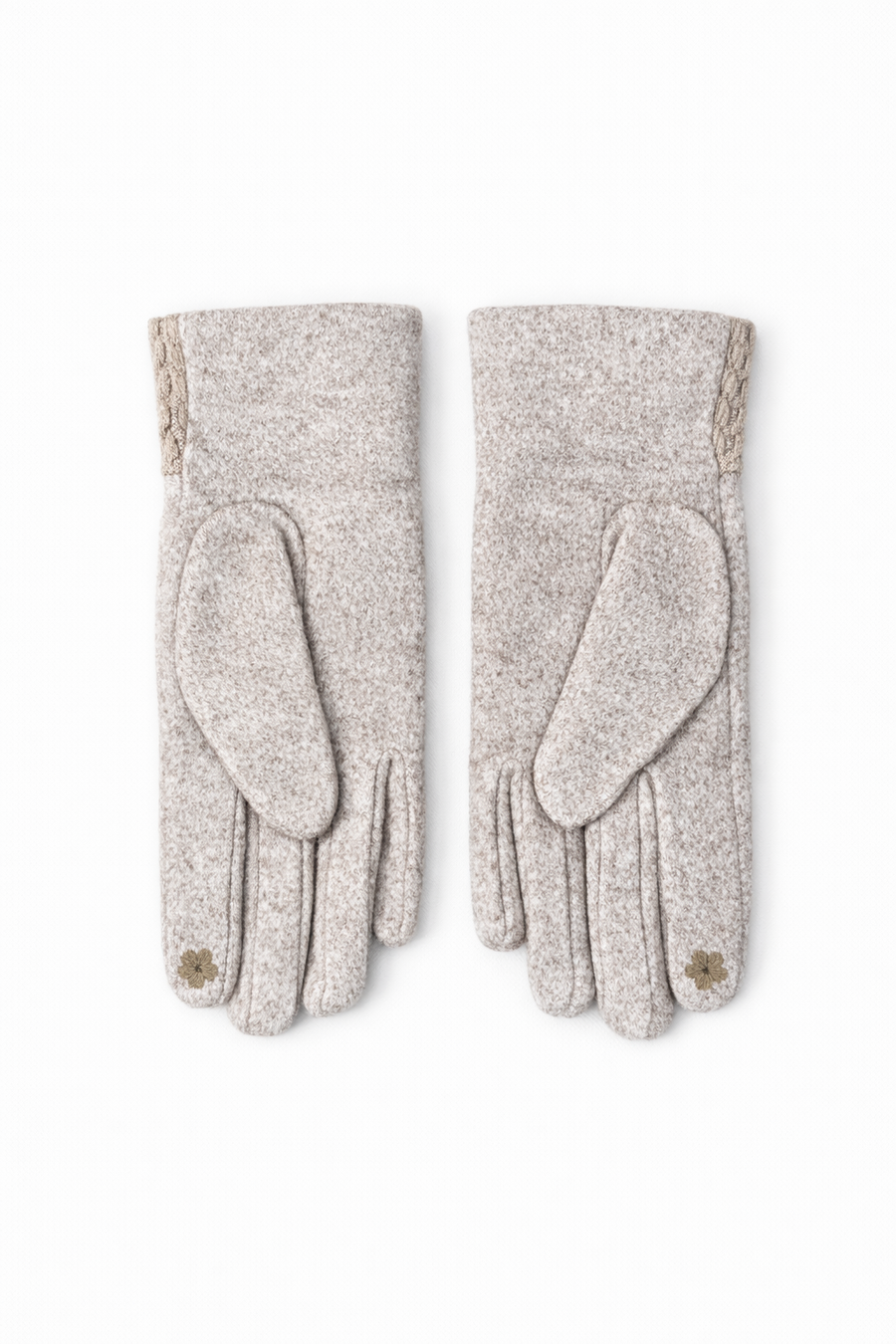 Klasik Yün Dokulu Günlük Kadın Eldiven – Krem
