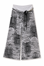 Zebra Esintili Bol Paça Pantolon Beyaz-RS265871