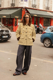 Kadife Yakalı İşleme Detaylı Yakalı Trenç