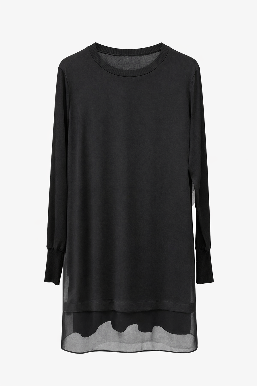 Rayon Şifonlu U.Kol Penye Siyah-RS875