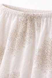 Taş İşlemeli Şifon Gömlek Etek Takım – Beyaz