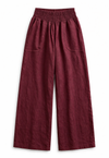 Bol Paça Keten Pantolon - Bordo
