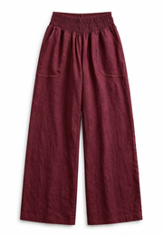 Bol Paça Keten Pantolon - Bordo
