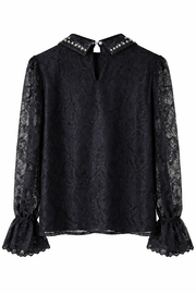 Zarif Güpür Detaylı Transparan Kollu Bluz-Siyah