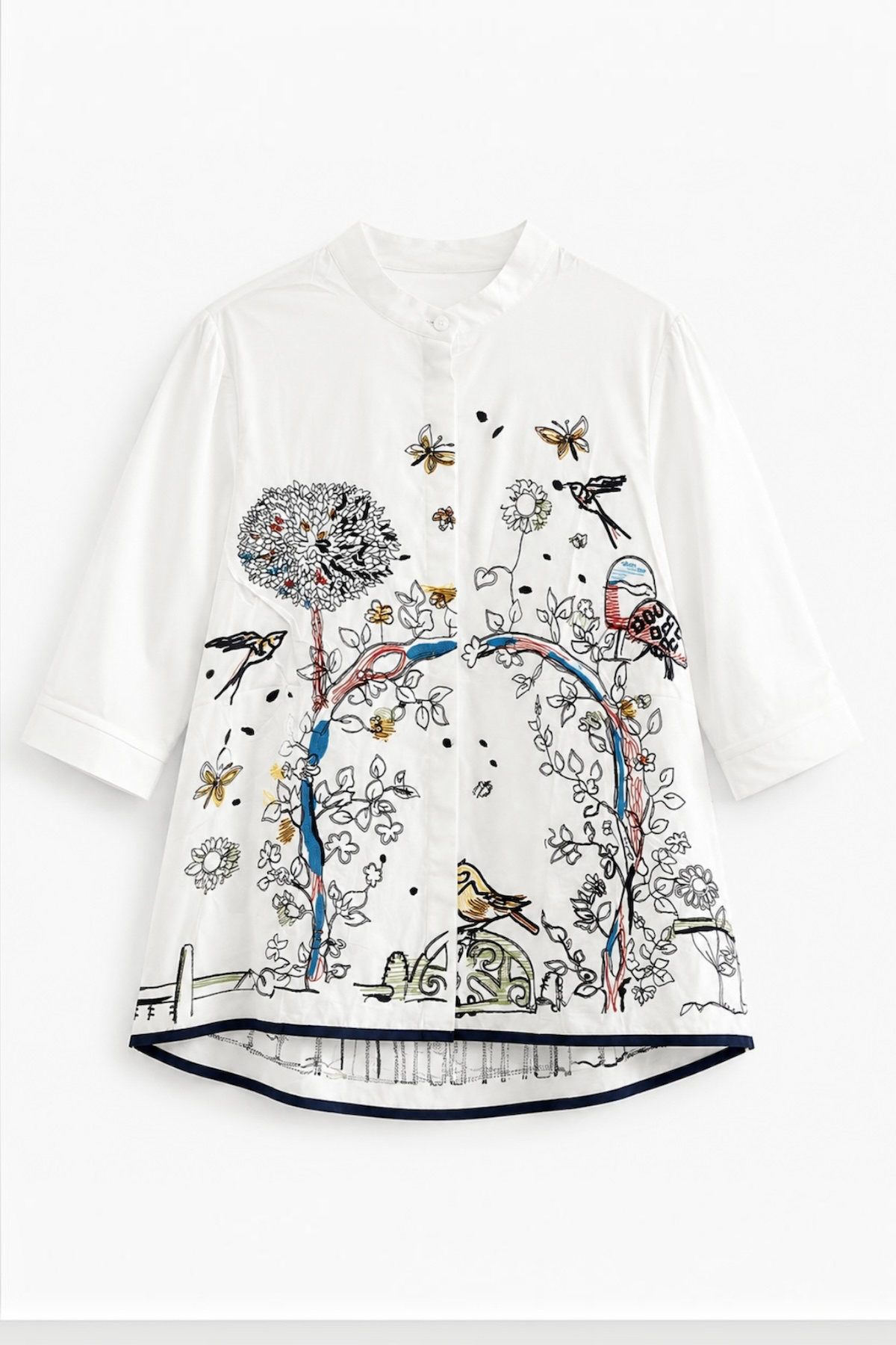 Sakura Garden Nakışlı Gömlek-RS9267