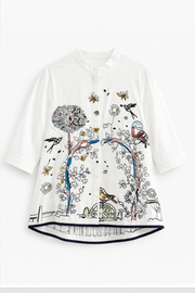 Sakura Garden Nakışlı Gömlek-RS9267