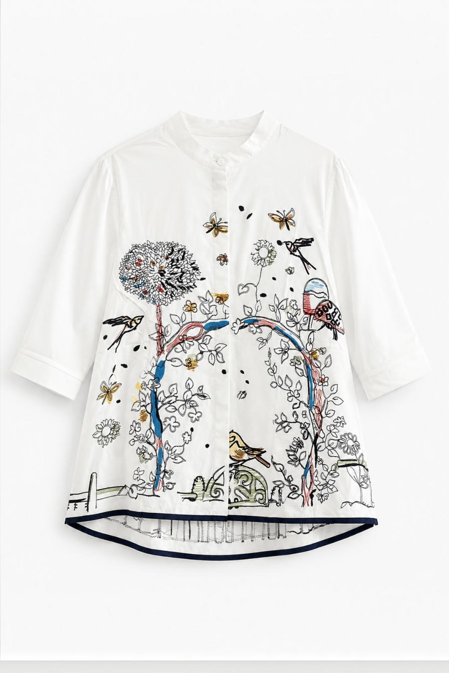 Sakura Garden Nakışlı Gömlek-RS9267