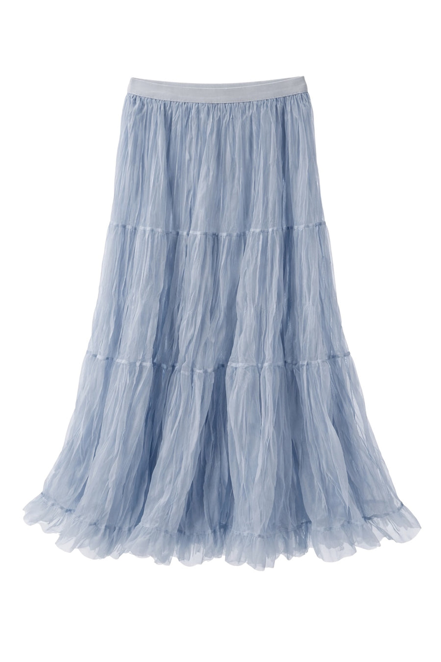 Soft Blue Volanlı Maxi Etek