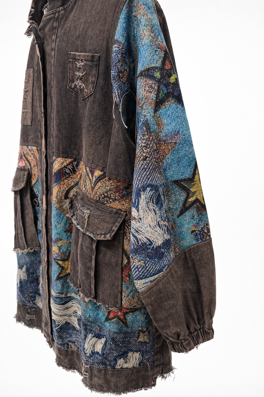 Garnili Eskitme Kot Ceket- Füme