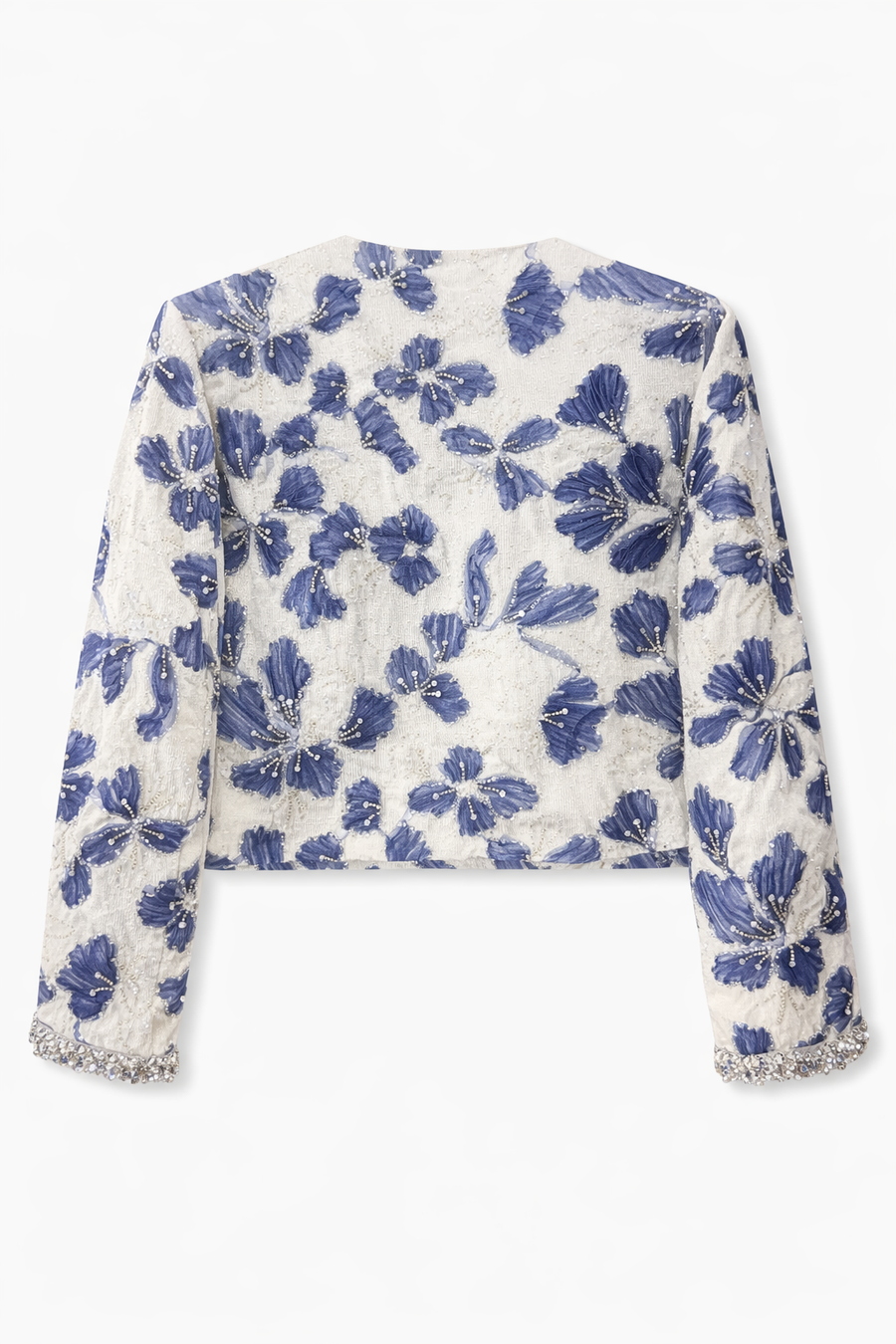 Mavi Rüya İşlemeli Crop Ceket