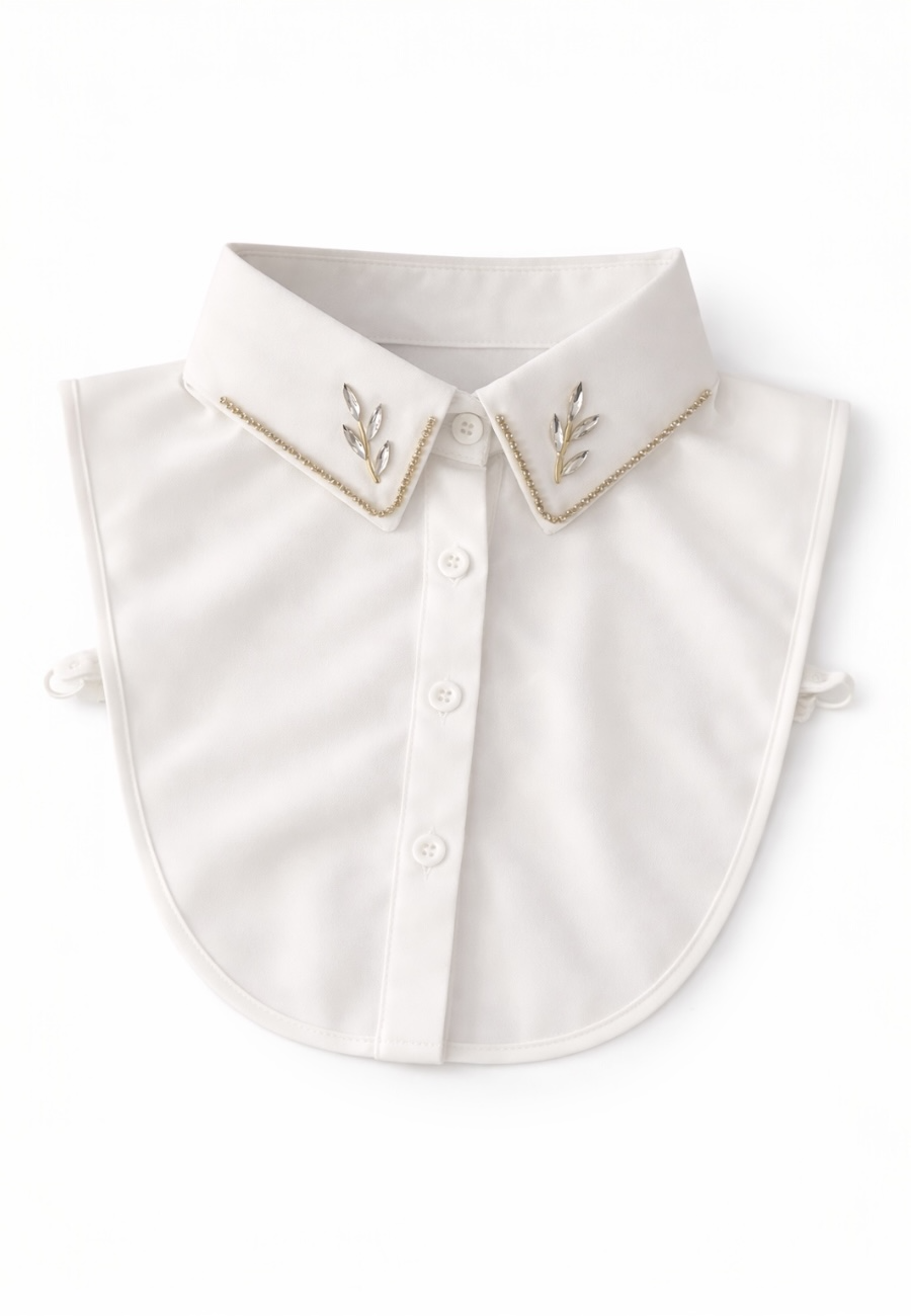 Kristal Yaprak İşlemeli Şık Gömlek Yakalık