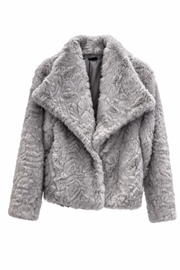 Şal Yaka Kısa Kürk-Gri