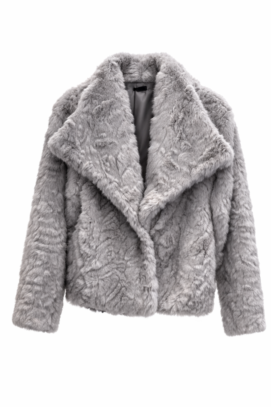 Şal Yaka Kısa Kürk-Gri