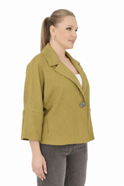 Soft Keten Yarasa Kol Ceket - Taba