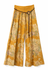 Çiçek Desenli Keten Pantolon 5142
