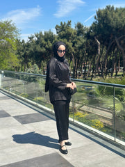 Taşlı Ceket Takım Siyah