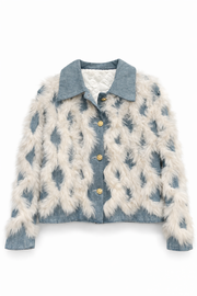 Baklava Desen Kürklü Kot Ceket