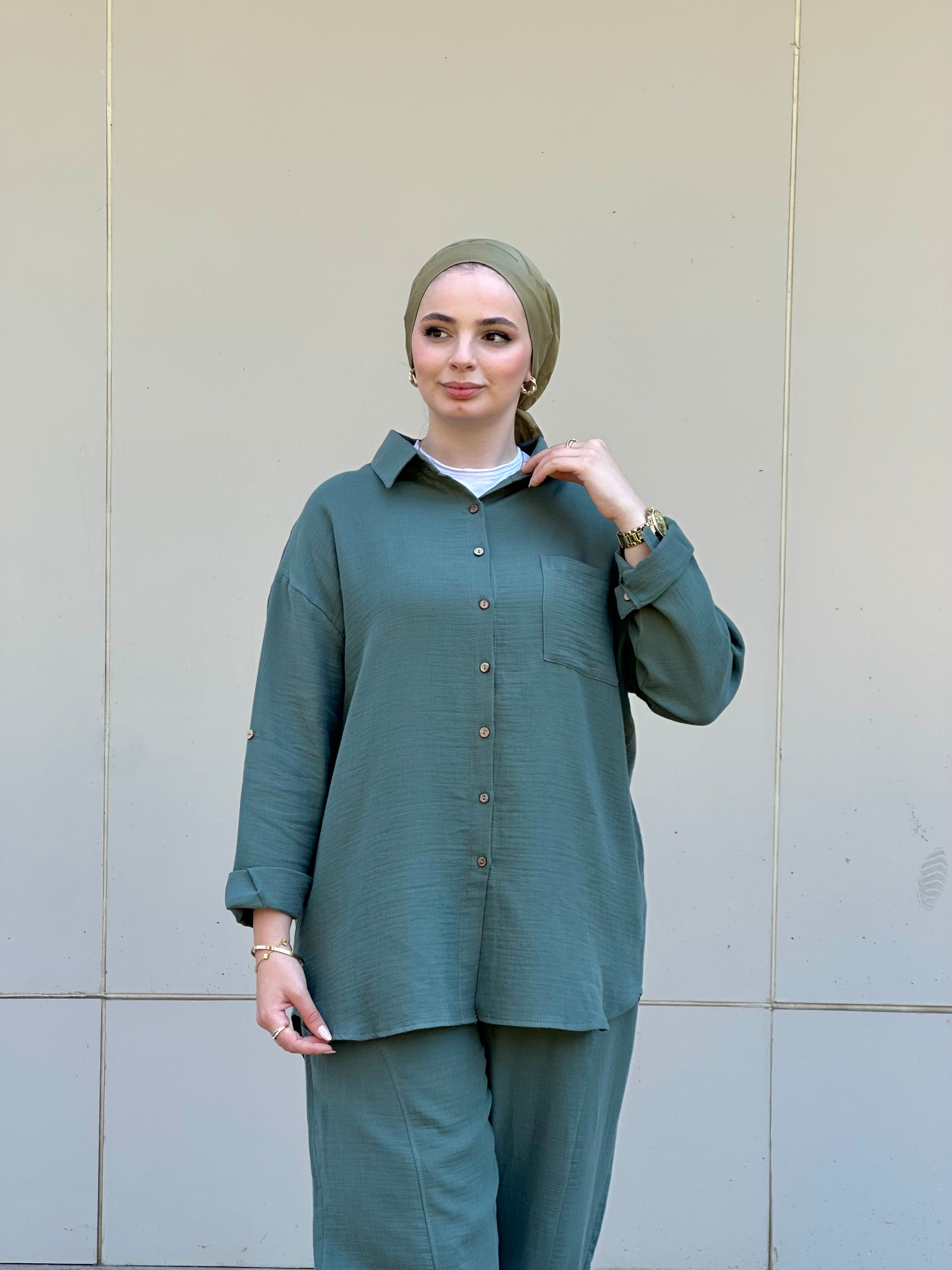 Müslin Gömlek Takım Haki- RS090