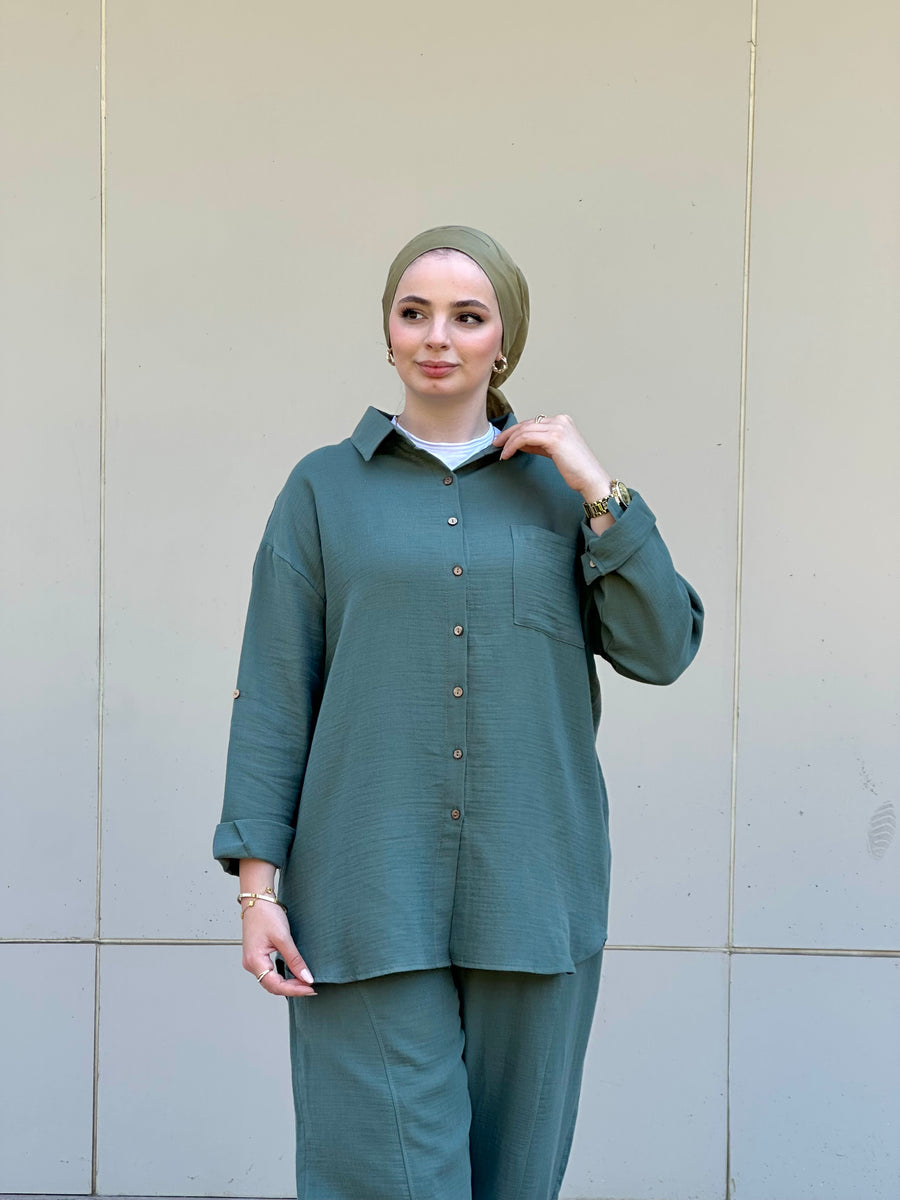 Müslin Gömlek Takım Haki- RS090